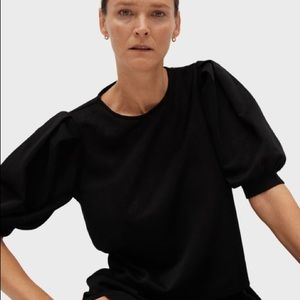 Mango round neck, short puff sleeve top